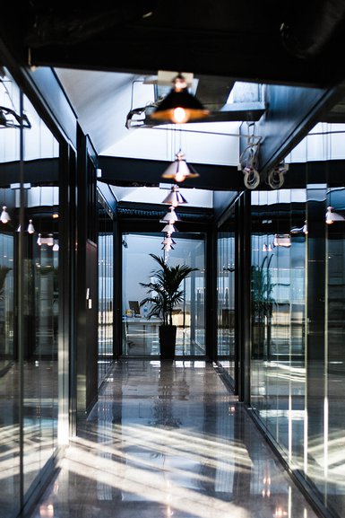 Interior of hallway with contemporary fit out