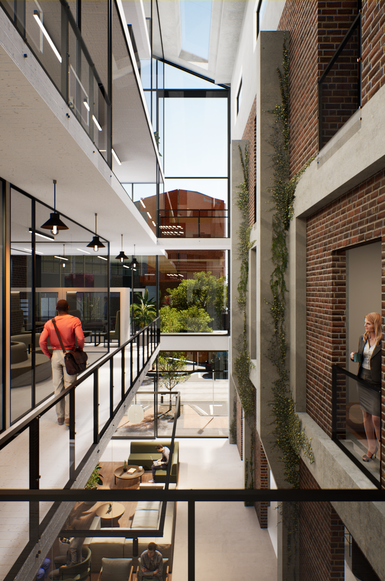 Qb Studios Christchurch - Light filled atrium - bespoke workspaces